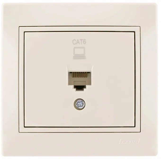 Lezard Πρίζα RJ45 1X8P με 1 Έξοδο Cat 6 Κρεμ Mira (Πλήρης) 701.0303140
