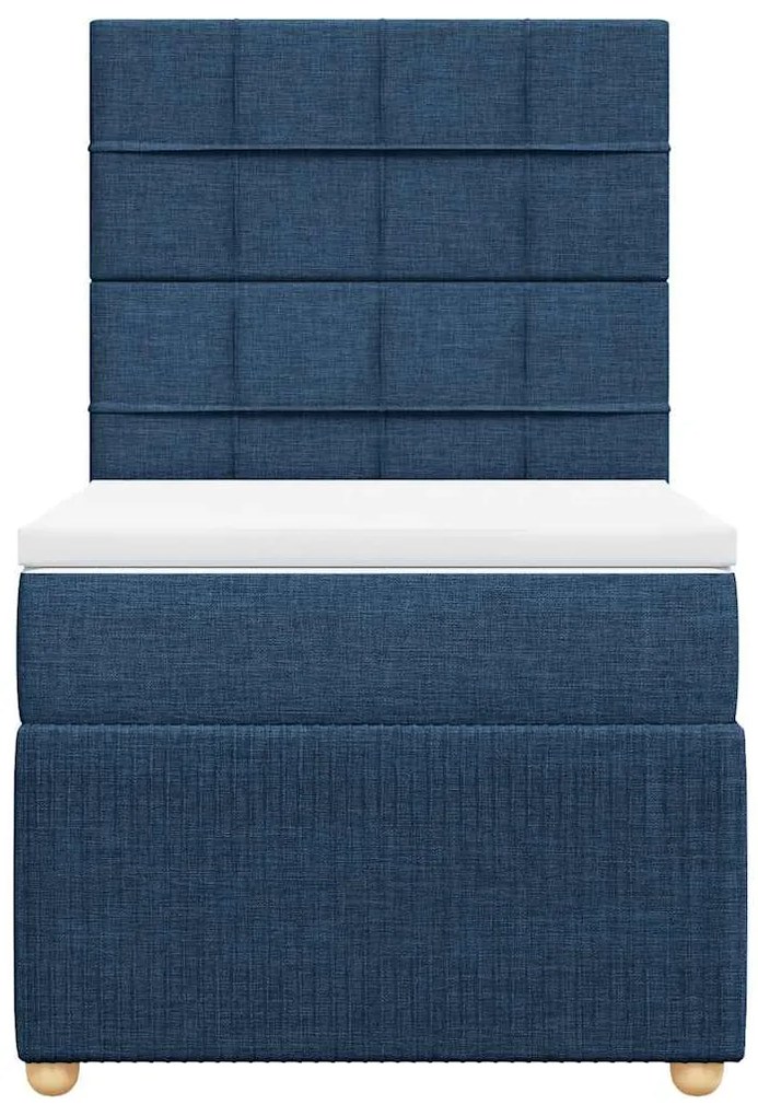 vidaXL Κρεβάτι Boxspring με Στρώμα Μπλε 90x190 εκ.Υφασμάτινο