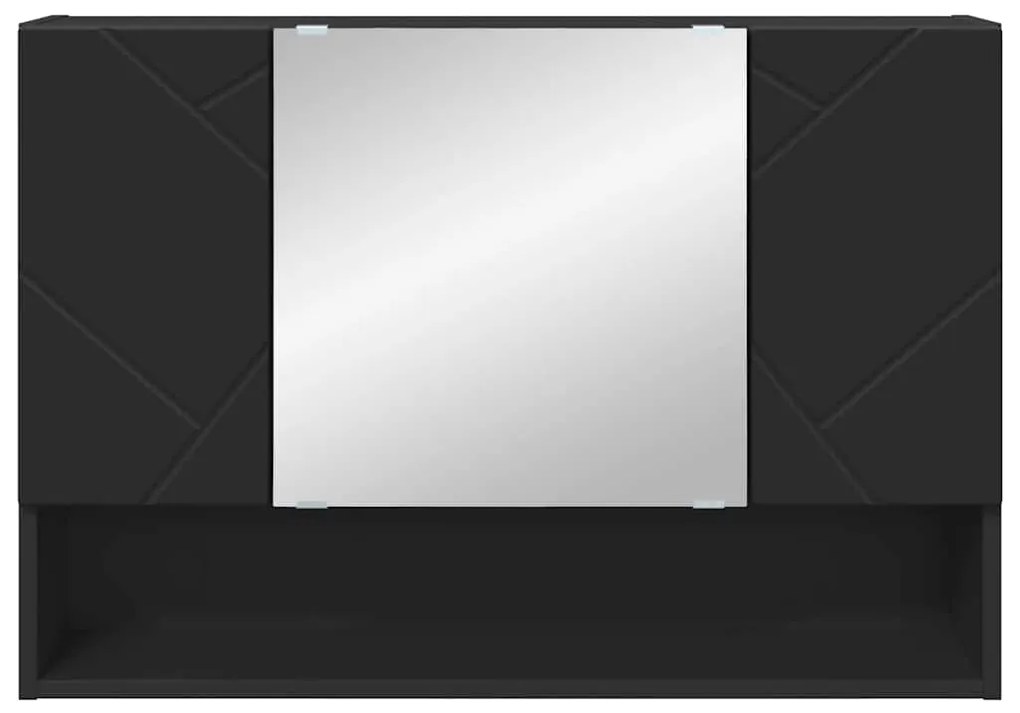 vidaXL Ντουλάπα Καθρέφτη Μαύρο 80 x 17 x 55 εκ Επεξεργασμένο ξύλο