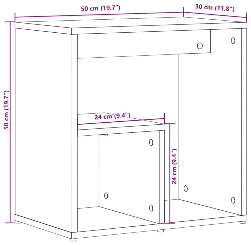 Τραπεζάκια Σαλονιού 2 τεμ Καφέ Δρυς 50x30x50 εκ. Επεξ. Ξύλο - Καφέ