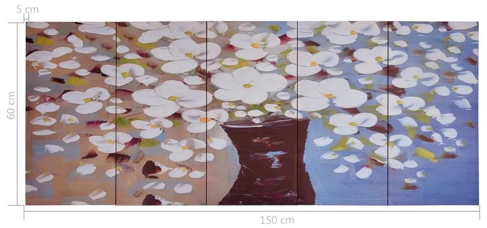 Πίνακας σε Καμβά Σετ Λουλούδια σε Βάζο Πολύχρωμος 150 x 60 εκ. - Πολύχρωμο