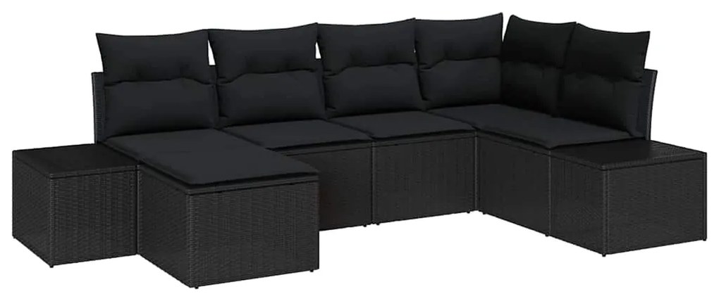 vidaXL Σετ Καναπέ Κήπου με μαξιλάρι 6 pcs Μαύρο Πολυ ράταν