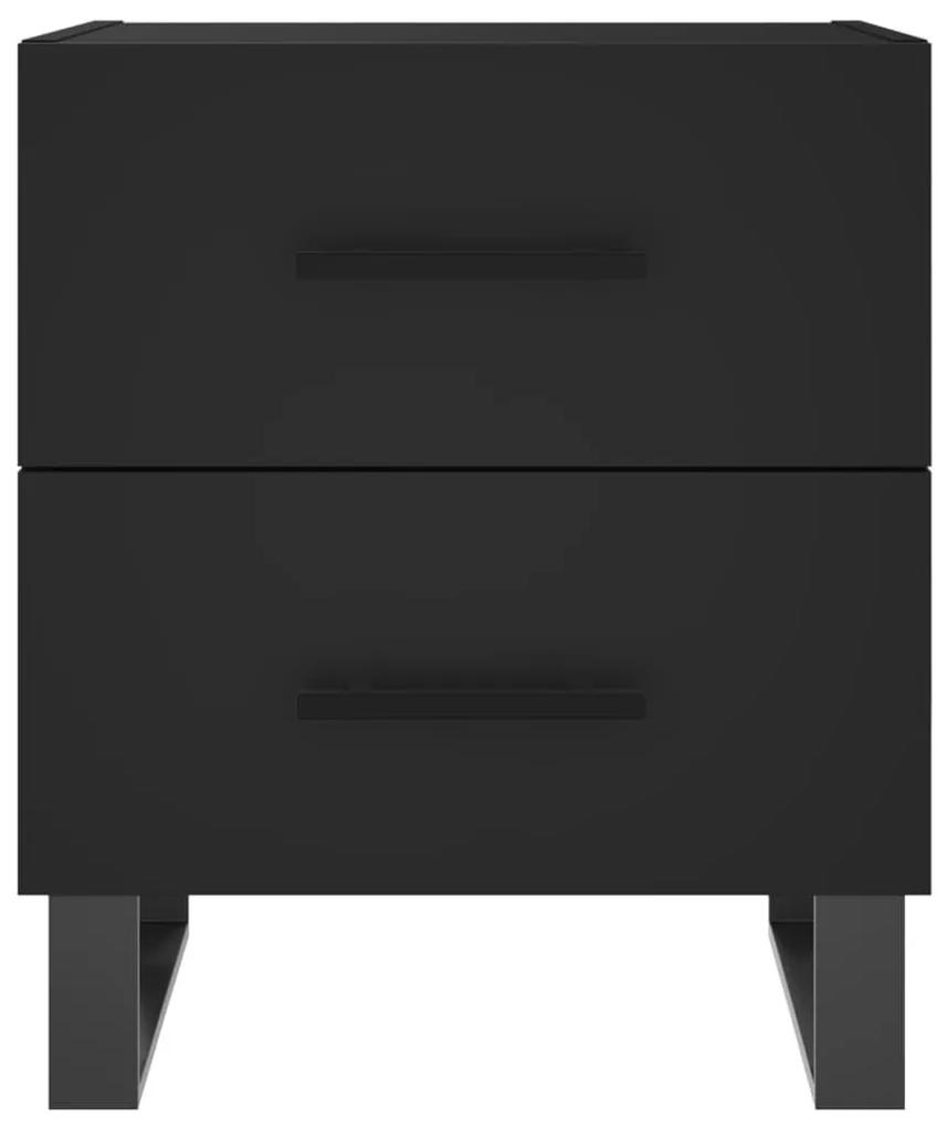 Κομοδίνα 2 τεμ. Μαύρα 40 x 35 x 47,5 εκ. από Επεξεργασμένο Ξύλο - Μαύρο