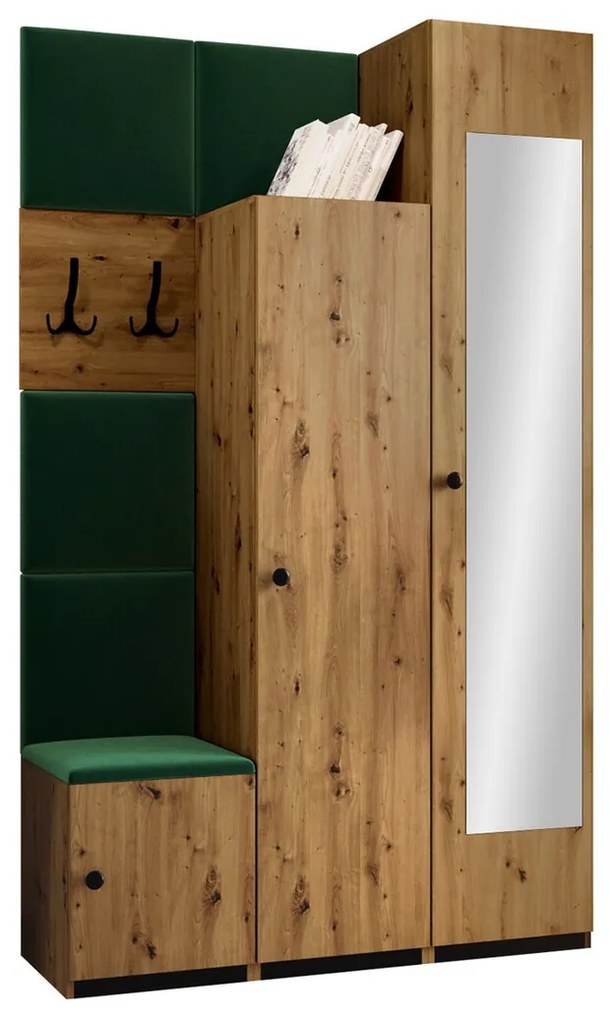 Σετ διαδρόμου Hartford E103, 214x42x44cm, 96 kg, Καθρέφτης, Artisan δρυς, Ταπισερί, Πλαστικοποιημένη μοριοσανίδα, Τοίχου, Εντοιχισμένη | Epipla1.gr