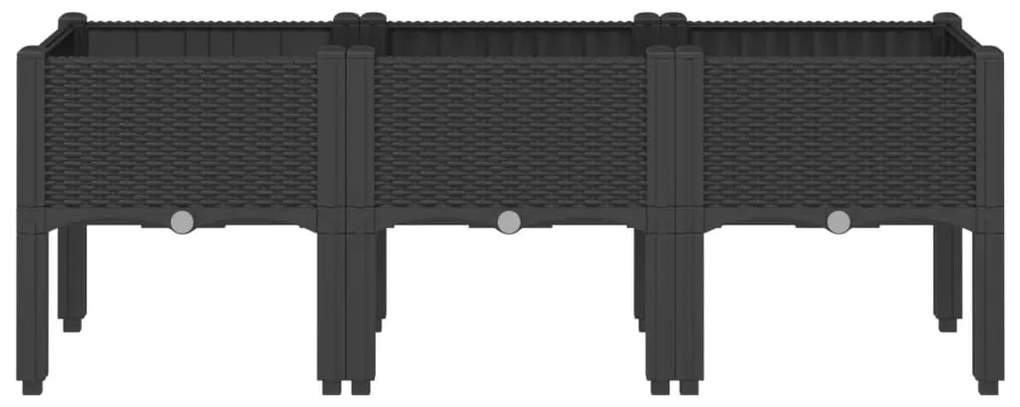 Ζαρντινιέρα Κήπου με Πόδια Μαύρη 120x40x42 εκ. Πολυπροπυλένιο - Μαύρο