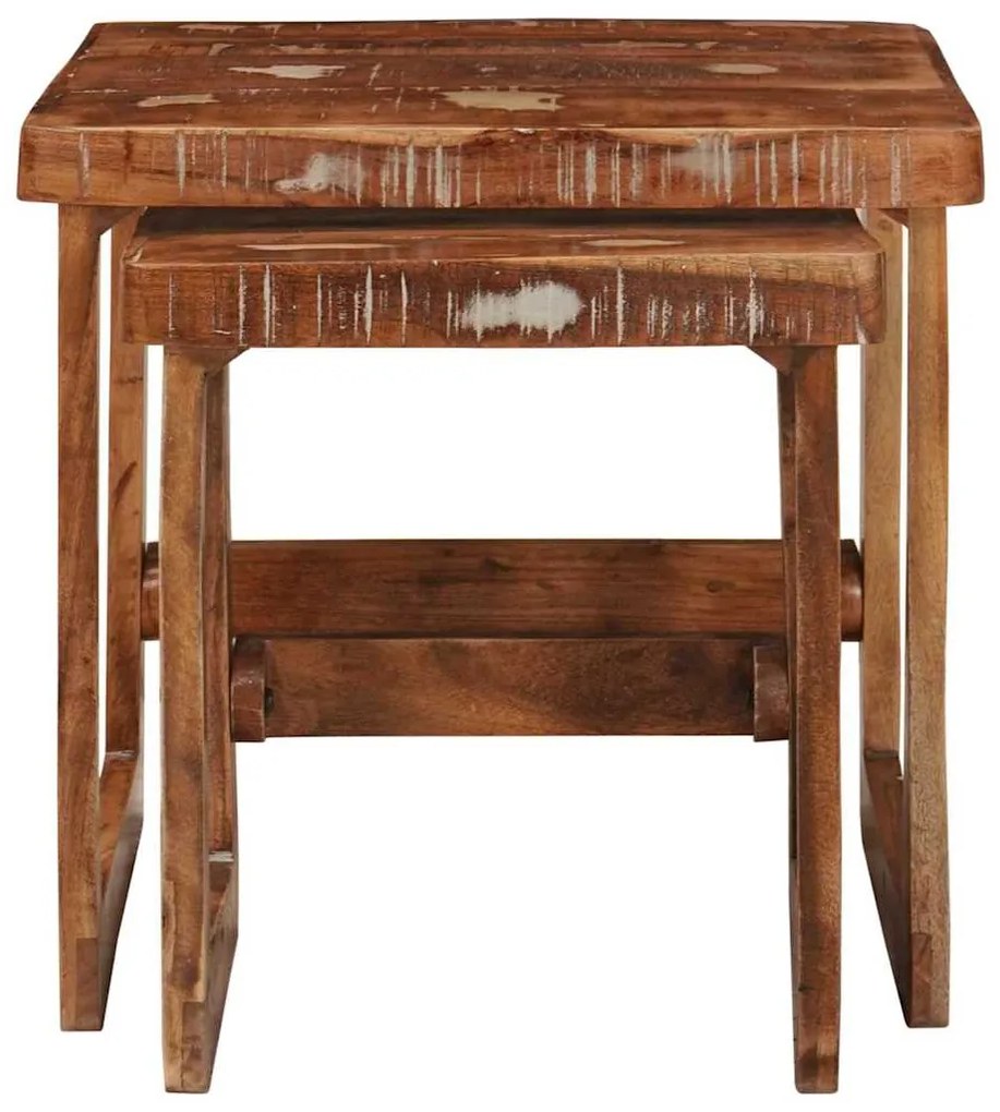 vidaXL Ένθετα τραπέζια 2 pcs 46 x 46 x 45 εκ. Στερεό Ανακτηθέν Ξύλο