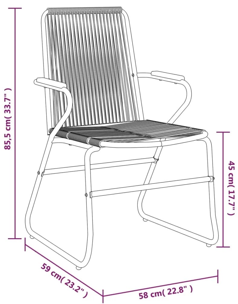 Καρέκλες Κήπου 4 τεμ. Μαύρες 58 x 59 x 85,5 εκ. Ρατάν PVC - Μαύρο