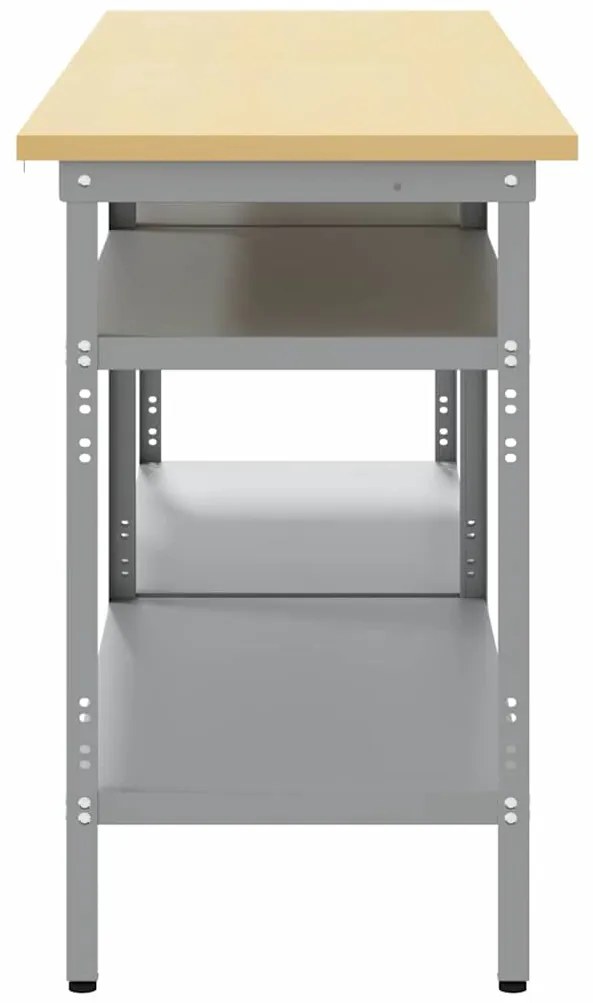 vidaXL Σετ πάγκου εργασίας με ράφι 2 pcs Γκρι 200 x 55 x 85 εκ Ατσάλι