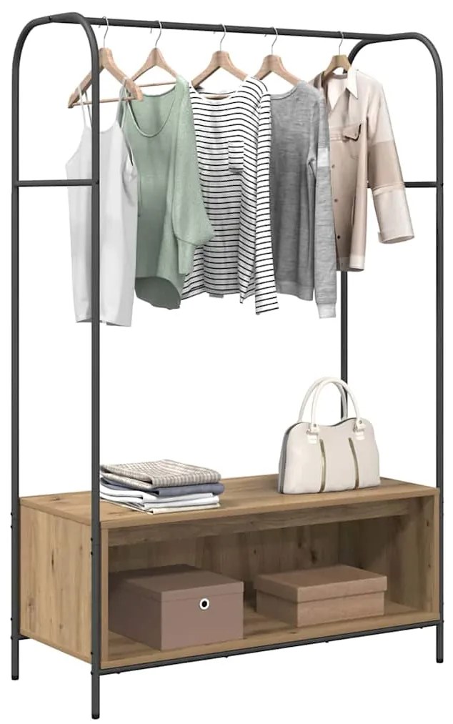 vidaXL Ράφι Ρούχων Καφέ δρυς 100 x 44 x 160 εκ Επεξεργασμένο ξύλο