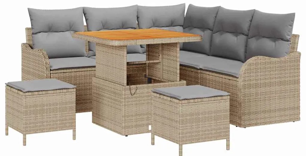 vidaXL Σετ Καναπέ Κήπου 8 pcs Μπεζ συνθετικό ρατάν
