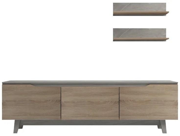 Σύνθετο σαλονιού Kasia pakoworld μπεζ μαρμάρου-sonoma 180x35x48.5εκ