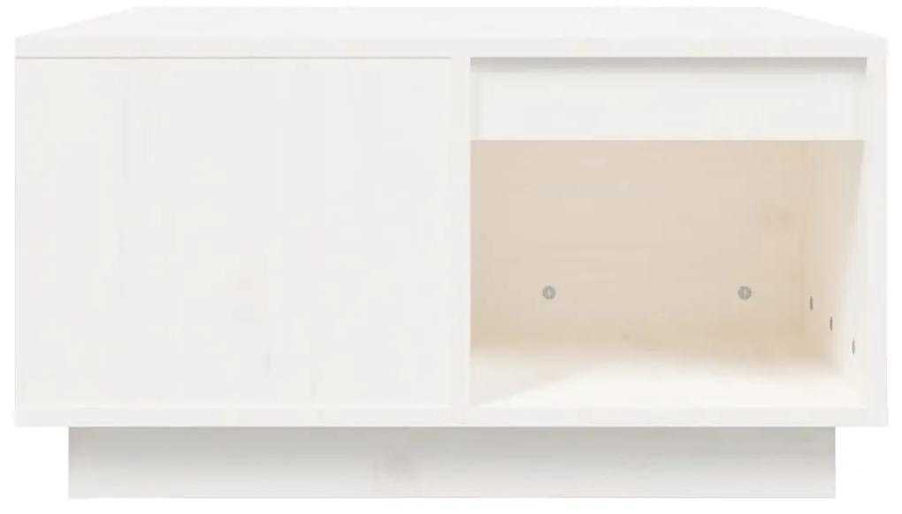 Τραπεζάκι Σαλονιού Λευκό 60x61x32,5 εκ από Μασίφ Ξύλο Πεύκου - Λευκό