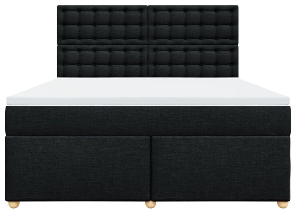 vidaXL Κρεβάτι Boxspring με Στρώμα Μαύρο 180x200 εκ. Υφασμάτινο