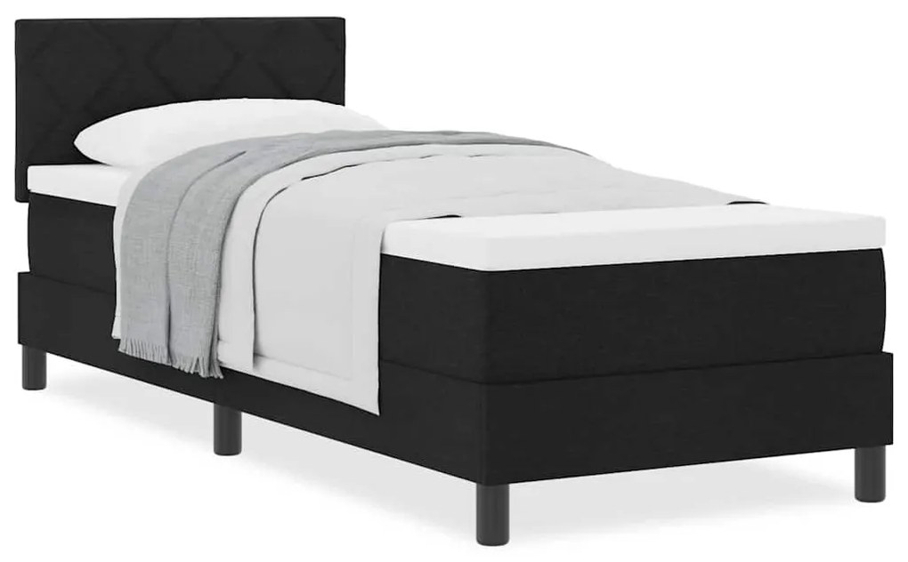 vidaXL Κρεβάτι box spring με στρώμα με στρώμα Μαύρο 80 x 200 cm ύφασμα