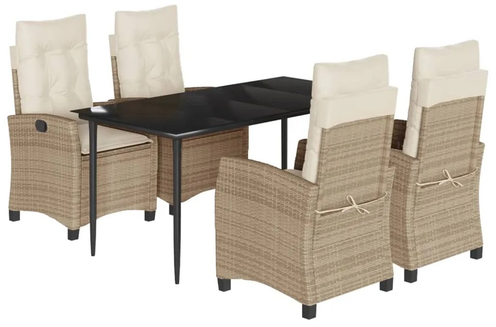 vidaXL Σετ Τραπεζαρίας Κήπου 5 τεμ. Μπεζ Συνθετικό Ρατάν με Μαξιλάρι