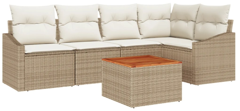 vidaXL Σετ Καναπέ Κήπου 6 pcs Beige, λευκό 55 x 55 x 37 εκ Ρατάν, Ξύλο