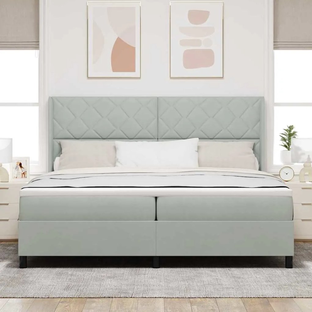 vidaXL Κρεβάτι με ελατήρια Ανοιχτό γκρι 200 x 200 cm Βελούδο