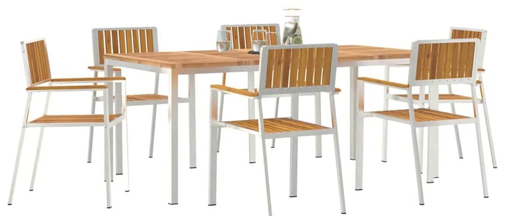 vidaXL Σέτ φαγητού για κήπο 7 pcs Καφέ Μασίφ ξύλο ακακίας