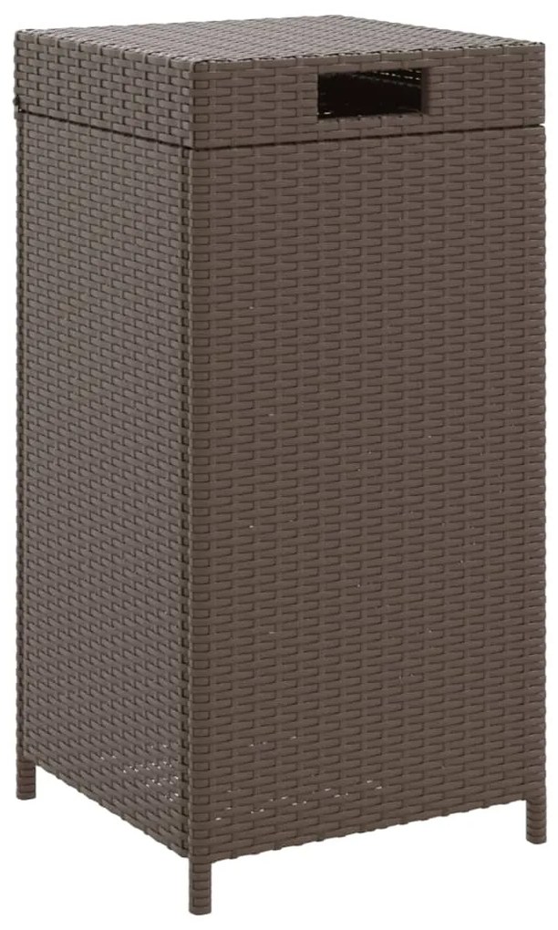 vidaXL Κάδος Απορριμάτων Καφέ 40 x 40 x 80 εκ. από Συνθετικό Ρατάν