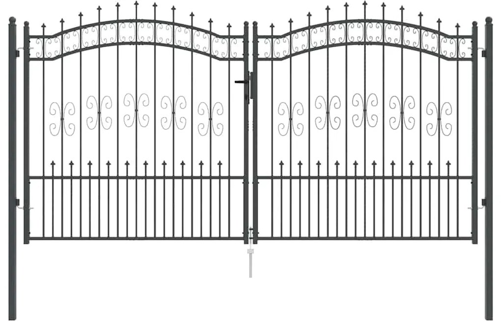 vidaXL Πύλη Φράχτη με Στρογγυλή Κορυφή Γκρι 305 x 150 εκ. Ατσάλι