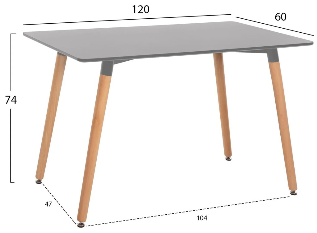 ΤΡΑΠΕΖΙ MINIMAL  ΜΑΥΡΟ MDF-ΠΟΔΙΑ ΟΞΙΑ ΣΕ ΦΥΣΙΚΟ ΧΡΩΜΑ- 120Χ60X74Υεκ.