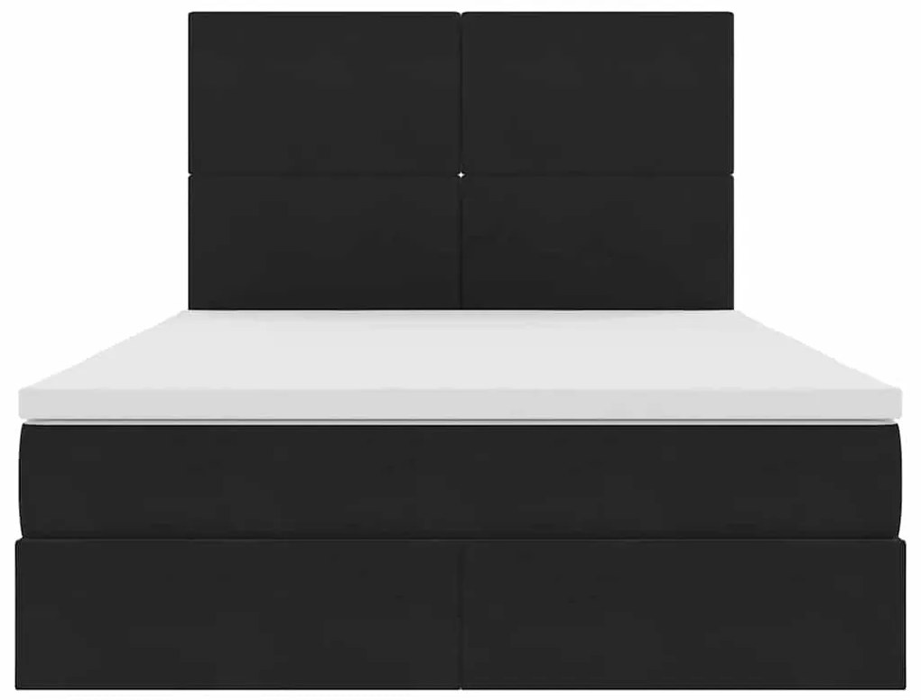 vidaXL Κρεβάτι με αποθηκευτικό χώρο και LED Μαύρο 140 x 200 cm Βελούδο