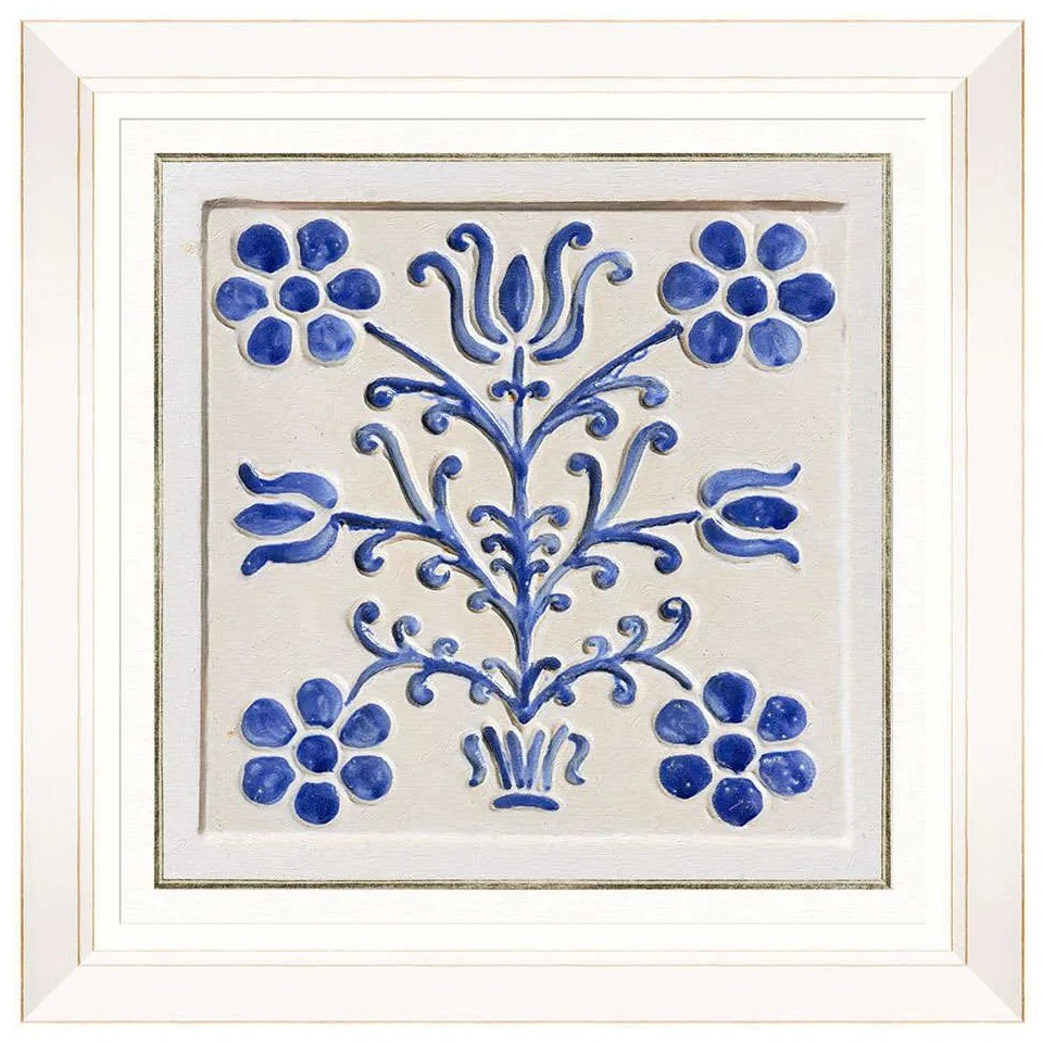 Κάδρο Folk Tiles VI FA13253 50x50cm Blue MindTheGap Τετράγωνοι Wood