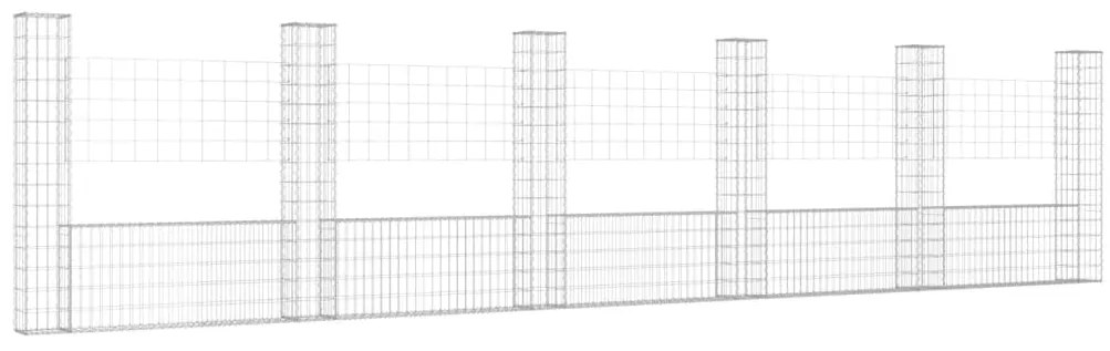 vidaXL Συρματοκιβώτιο σε U Σχήμα με 6 Στύλους 620x20x150 εκ Σιδερένιο