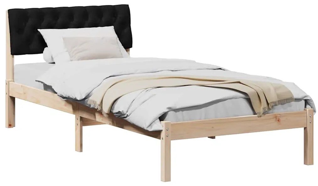 vidaXL Σκελετός Κρεβατιού Καφέ και μαύρο 90 x 200 cm Μασίφ ξύλο πεύκου