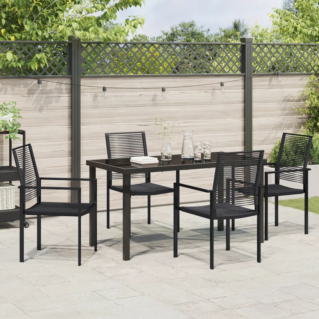 vidaXL Σετ 5 Τεμαχίων Κηπουρικών Επίπλων Μαύρο PVC Rattan