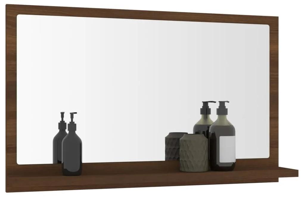 Καθρέφτης Μπάνιου Καφέ Δρυς 60x10,5x37 εκ. Επεξεργ. Ξύλο - Καφέ