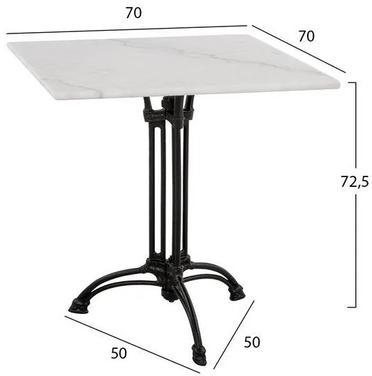 Τραπέζι CERAPHIN με Βάση απο Μαντέμι και Λευκό Μάρμαρο 3νυχη 70x70x72,5Υ εκ. 70x70x72.5 εκ.