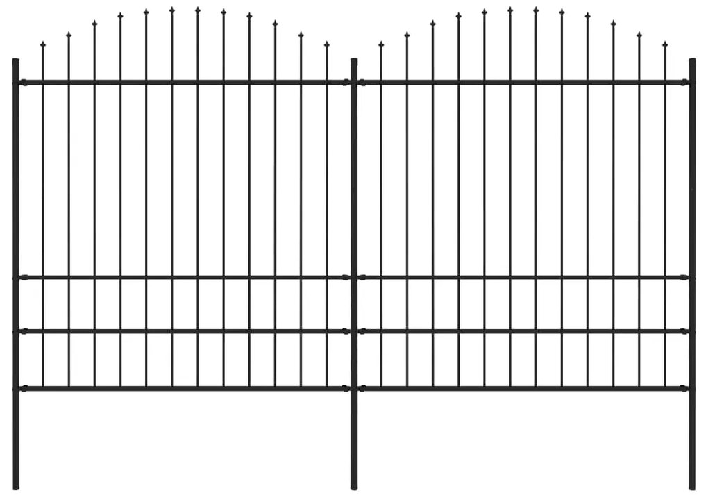 vidaXL Κάγκελα Περίφραξης με Λόγχες Μαύρα (1,75-2) x 3,4 μ. Ατσάλινα