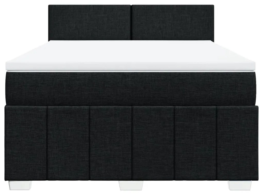 vidaXL Κρεβάτι Boxspring με Στρώμα Μαύρο 140x190 εκ. Υφασμάτινο