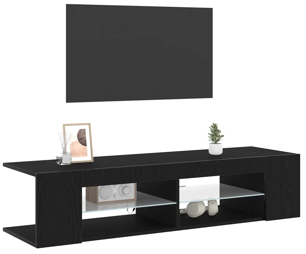 vidaXL Ντουλάπα τηλεόρασης με LED Φώτα Μαύρη Δρυς 135x39x30 εκ Επεξεργασμένο ξύλο