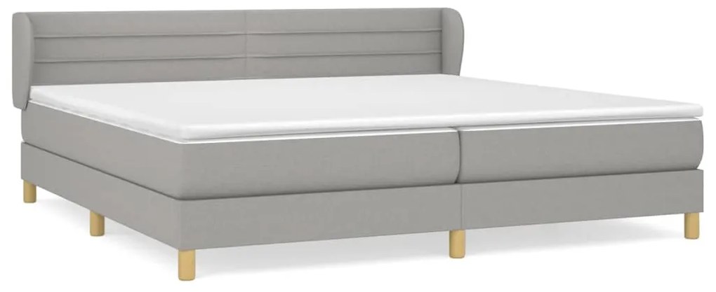 vidaXL Κρεβάτι Boxspring με Στρώμα Ανοιχτό Γκρι 200x200 εκ. Υφασμάτινο