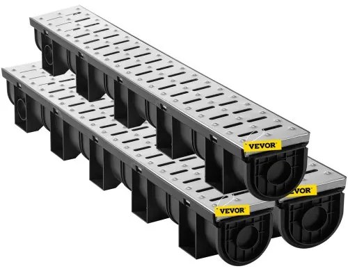 VEVOR Drainage Trench Driveway Channel Drain Kit Metal Grate-5.8