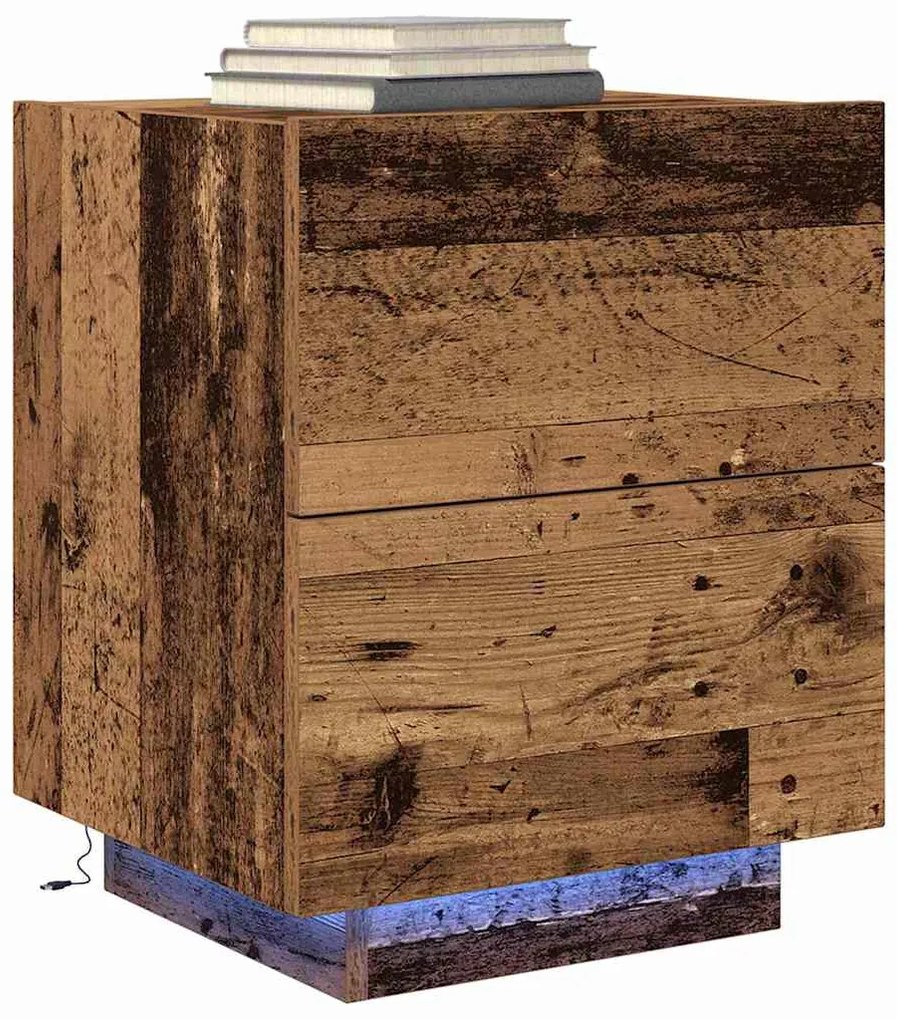 vidaXL Κομοδίνο 2 pcs Παλαιό ξύλο 45 x 40 x 55 εκ Επεξεργασμένο ξύλο