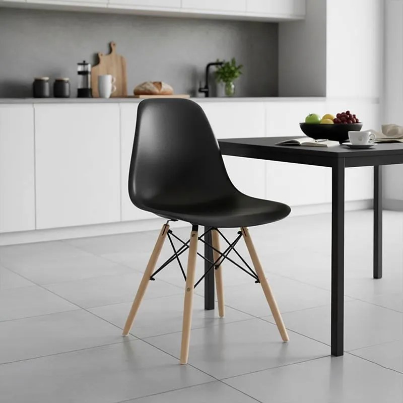 Καρέκλα Julita PP μαύρο-φυσικό πόδι 46x50x82εκ 46x50x82 εκ.