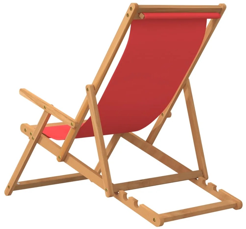 vidaXL Καρέκλα Παραλίας Πτυσσόμενη Κόκκινη από Μασίφ Ξύλο Teak
