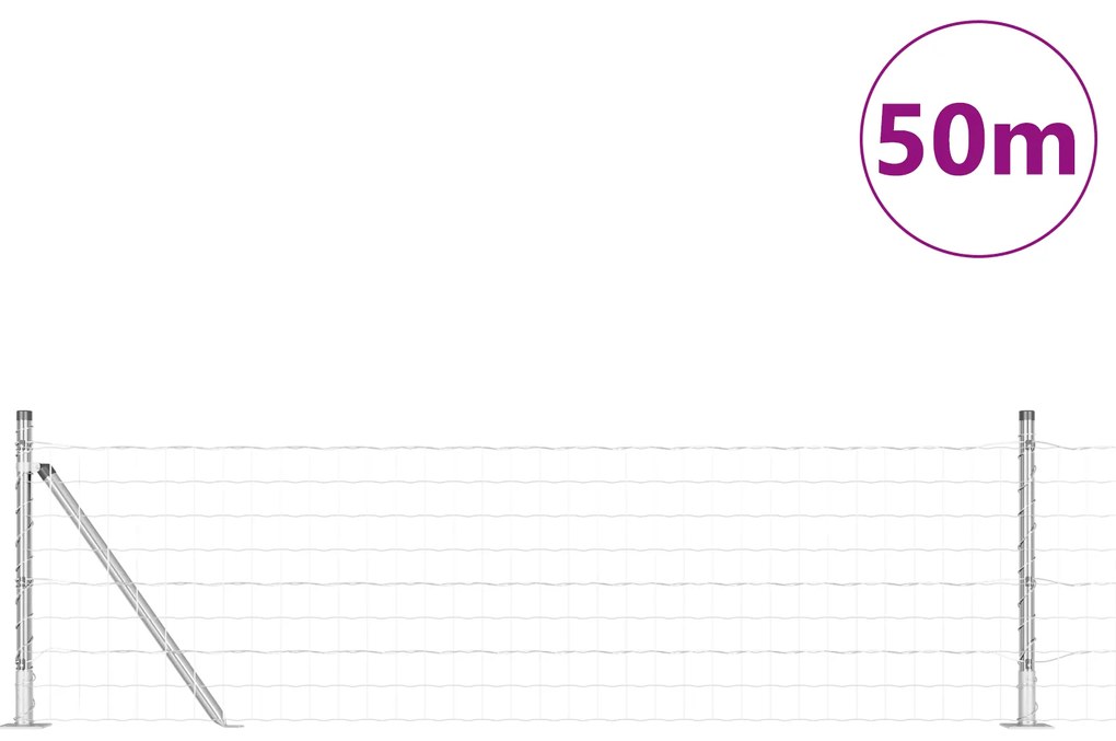 vidaXL Euro Fence με 13 Φλαντζωτές Στηλές 0.4x50 m Γαλβανισμένος Χάλυβας