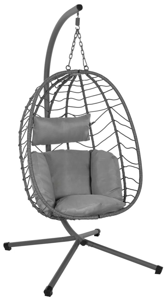 ΚΡΕΜΑΣΤΗ ΠΟΛΥΘΡΟΝΑ ΦΩΛΙΑ MILLIE  ΜΕΤΑΛΛΟ-ΣΥΝΘ.RATTAN ΓΚΡΙ 90x75x190Υεκ.