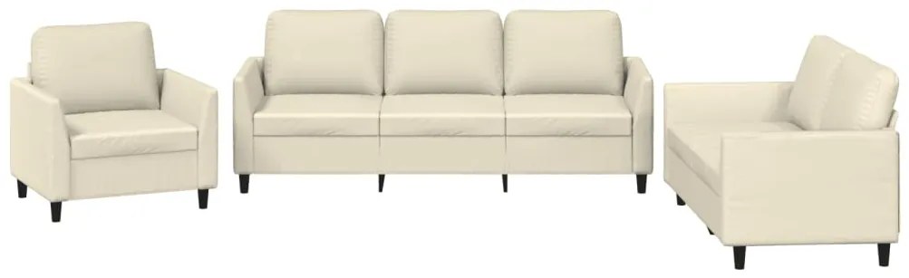 vidaXL Πολυθρόνες Σετ 3 Τεμαχίων Κρεμ Συνθετικό Δέρμα με Μαξιλάρια