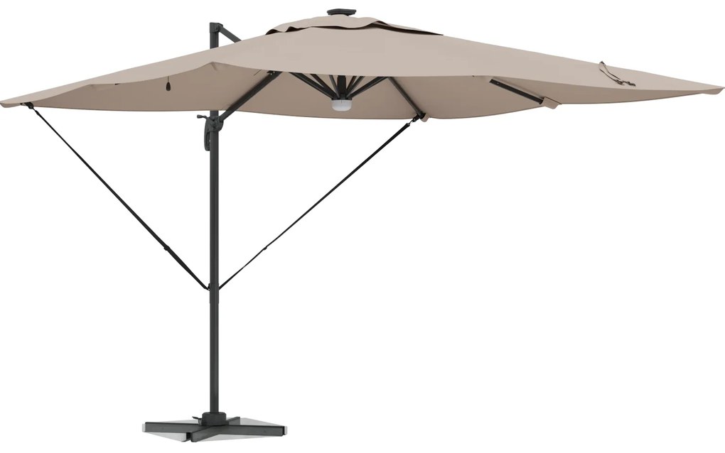 vidaXL Ομπρέλα με Βραχίονα με LEDs Ταουπέ 286x285x270 cm Αλουμίνιο