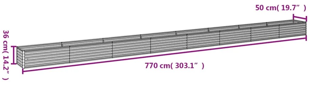 Ζαρντινιέρα 770 x 50 x 36 εκ. από Ατσάλι Σκληρυθέν στον Αέρα - Καφέ