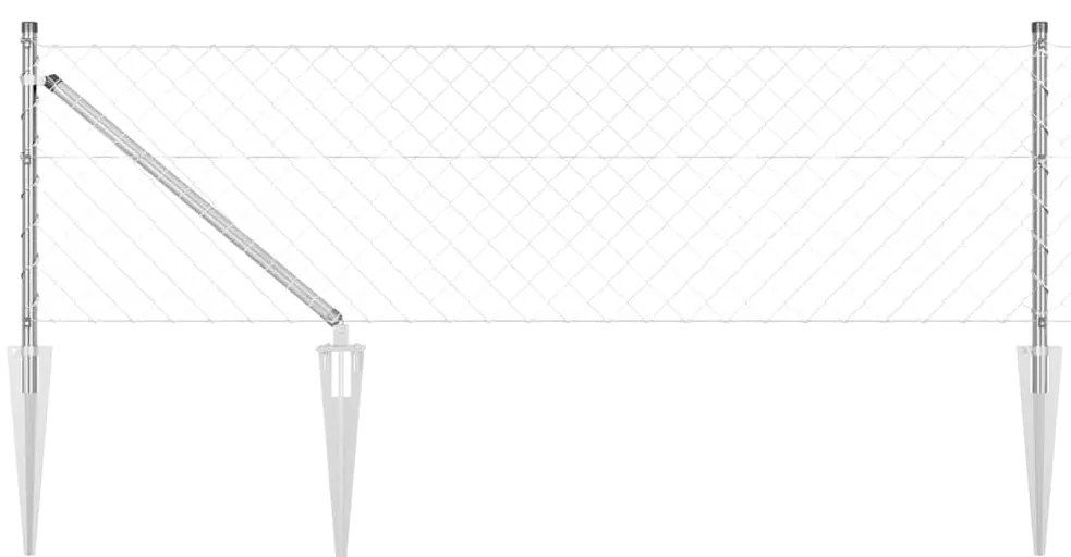 vidaXL Φράκτης από αλυσίδα με στύλους Ασημί 25 x 0.6 μ Ατσάλι