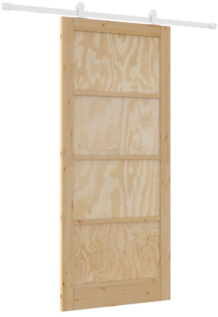 vidaXL Συρόμενη Πόρτα με Σετ Υλικών 93x211 cm Συμπαγές Ξύλο Πεύκου