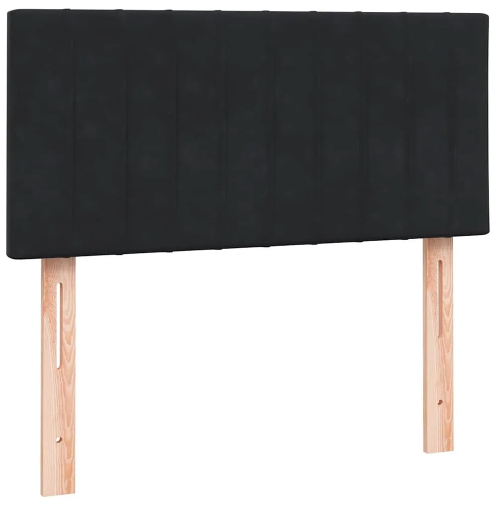 vidaXL Κρεβάτι Boxspring με Στρώμα &amp; LED Μαύρο 80x220 εκ. Βελούδινο