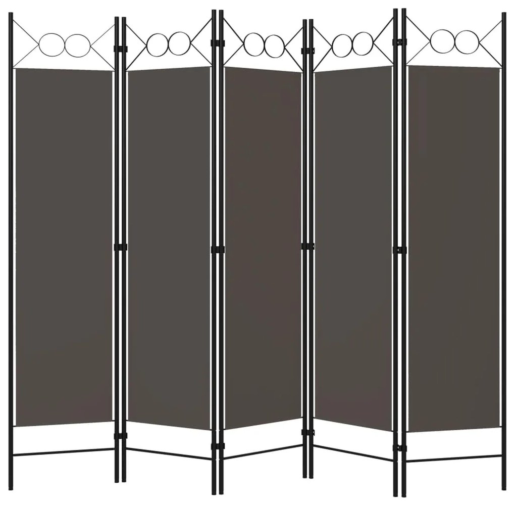 vidaXL Διαχωριστικό Δωματίου με 5 Πάνελ Ανθρακί 200 x 180 εκ.