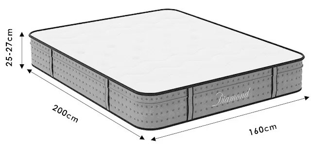 Στρώμα Diamond pakoworld pocket spring+ gel memory foam 25-27cm 160x200εκ (1 τεμάχια)